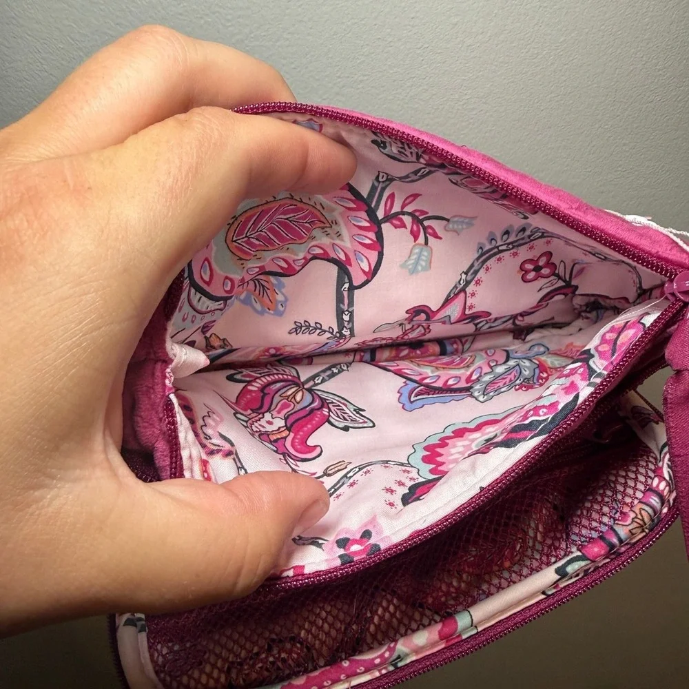 Vera Bradley Compact Organizer Majestic Magenta Quilted Velvet Cosmetic Bag NWT